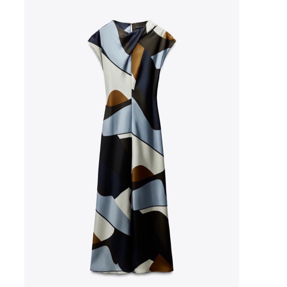 Zara Blue and Brown Maxi Dress